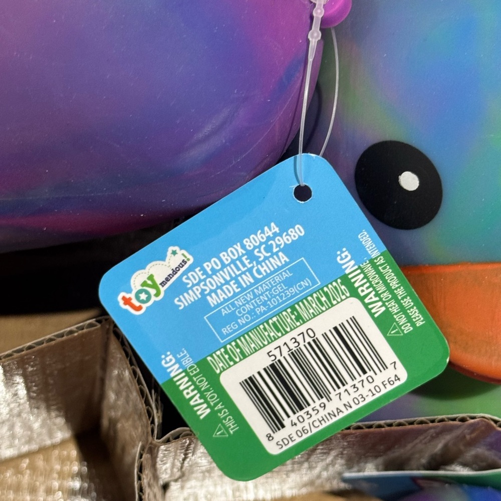 ONE Squeezy Squeeezy tie dye Squishy Duck NWT Toymendous - Picture 9 of 9